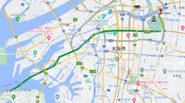 大阪メトロ・長堀鶴見緑地線／中央線沿線からツイン２１への行き方