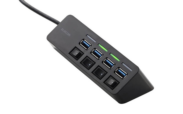 エレコム、個別スイッチで電源をON/OFFできる底面マグネット付き USB-A×4ポートUSBハブを新発売
