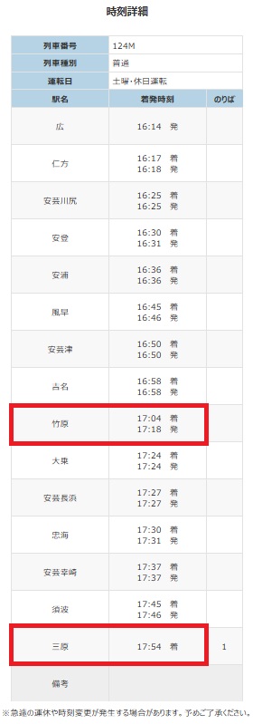 新大阪駅から広島県竹原市までの時刻表を自分用に調べたメモ