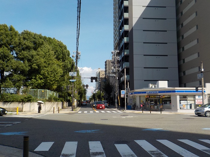 内久宝寺町通りを西から東へ｜東横堀川から難波宮跡公園までの風景