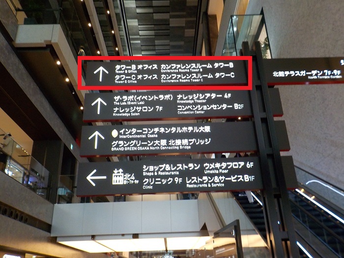 JR大阪駅・中央口から、グランフロント大阪北館・タワーBオフィスへの行き方