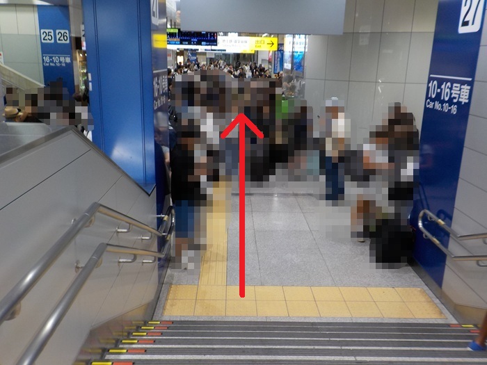 新幹線・新大阪駅27番ホームからJR線のりかえ口への行き方